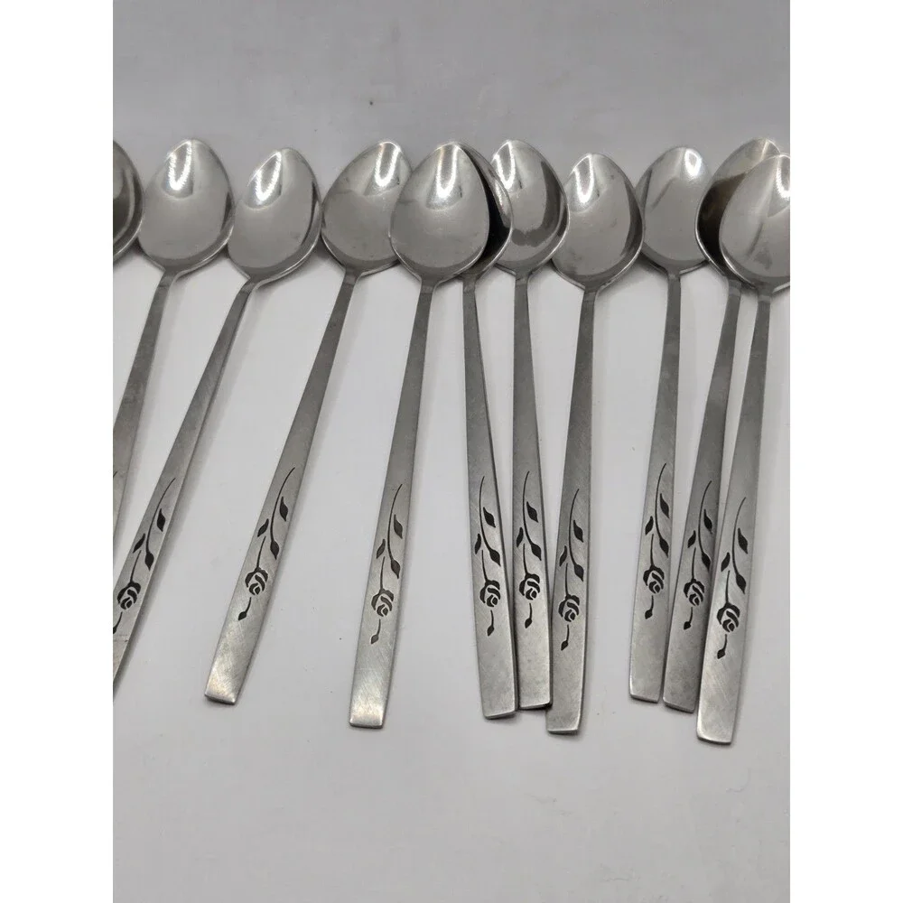 12 Oneida Craft Deluxe Stainless My Rose Iced Tea Spoons